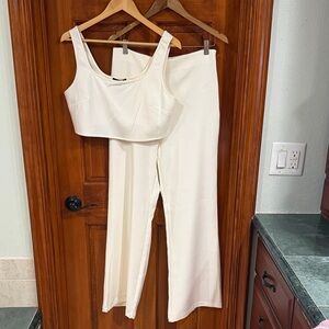 Sincerely Jules Cream Wide-Leg Pants & Crop Tank Set